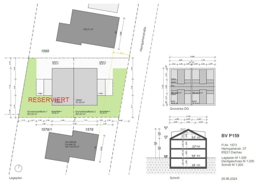 Sonniges und ruhiges Baugrundstück in Bestlage von Dachau Süd -PROVISIONSFREI - - Lageplan