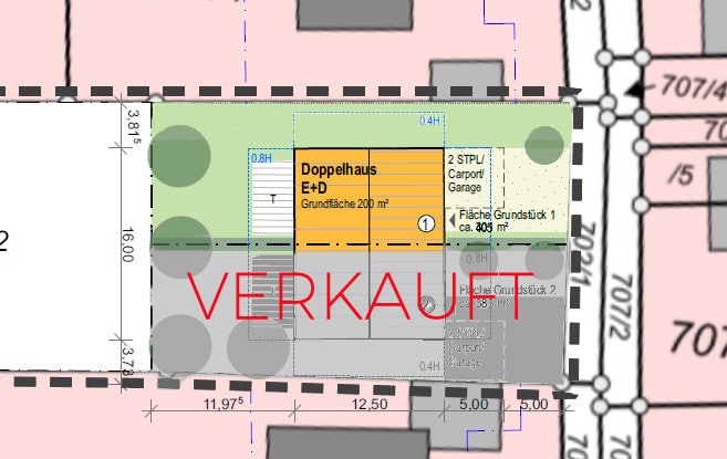 Nah am Ammersee! Sonniges Baugrundstück für Ihre Doppelhaushälfte - Provisionsfrei! - - LAGEPLAN