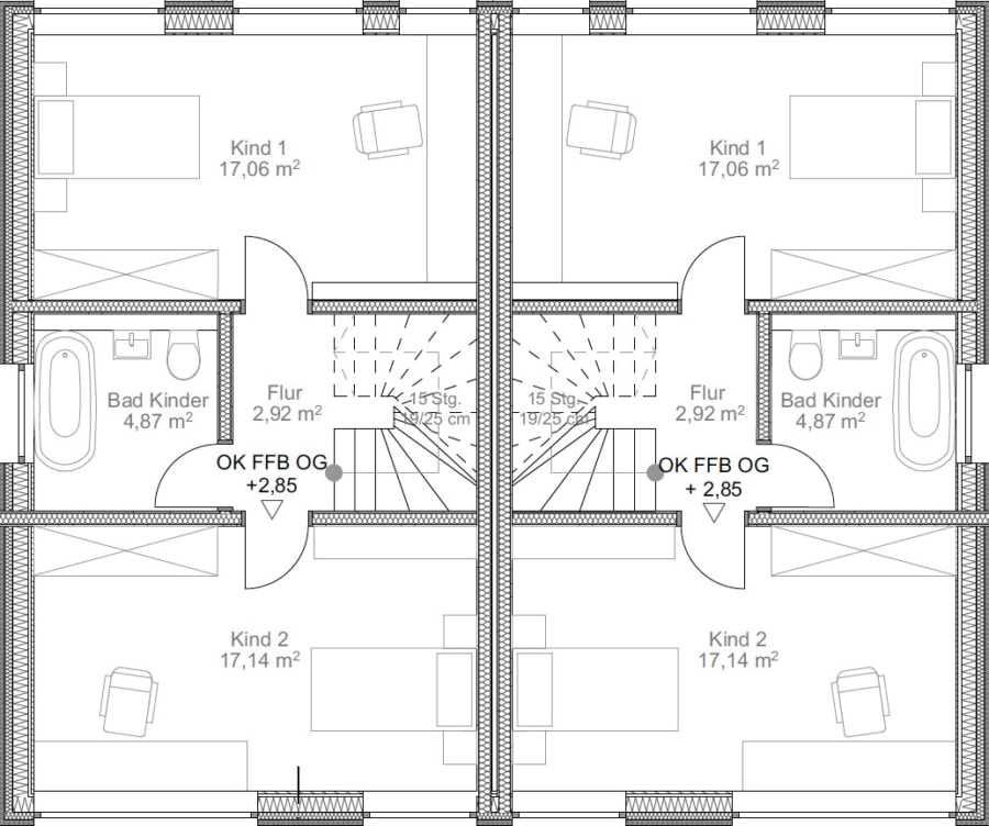 Obergeschoss - Ramerberg - KfW 40+ Neubau-Doppelhaushälfte