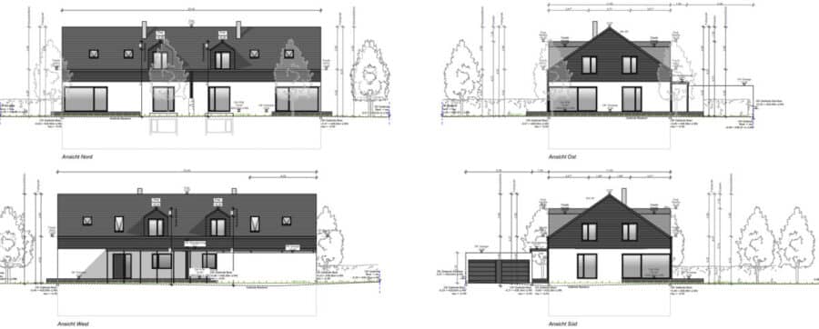 Baugrundstück in ruhiger Wiesenrandlage mit 1090m² Baugenehmigung für Ihr Haus bereits vorhanden - Beispiel Doppelhaus