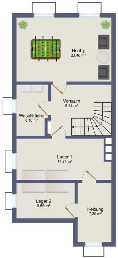 In ruhiger Waldrandlage von Neuried. Große sanierte Doppelhaushälfte mit viel Platz für Ihre Familie - UNTERGESCHOSS